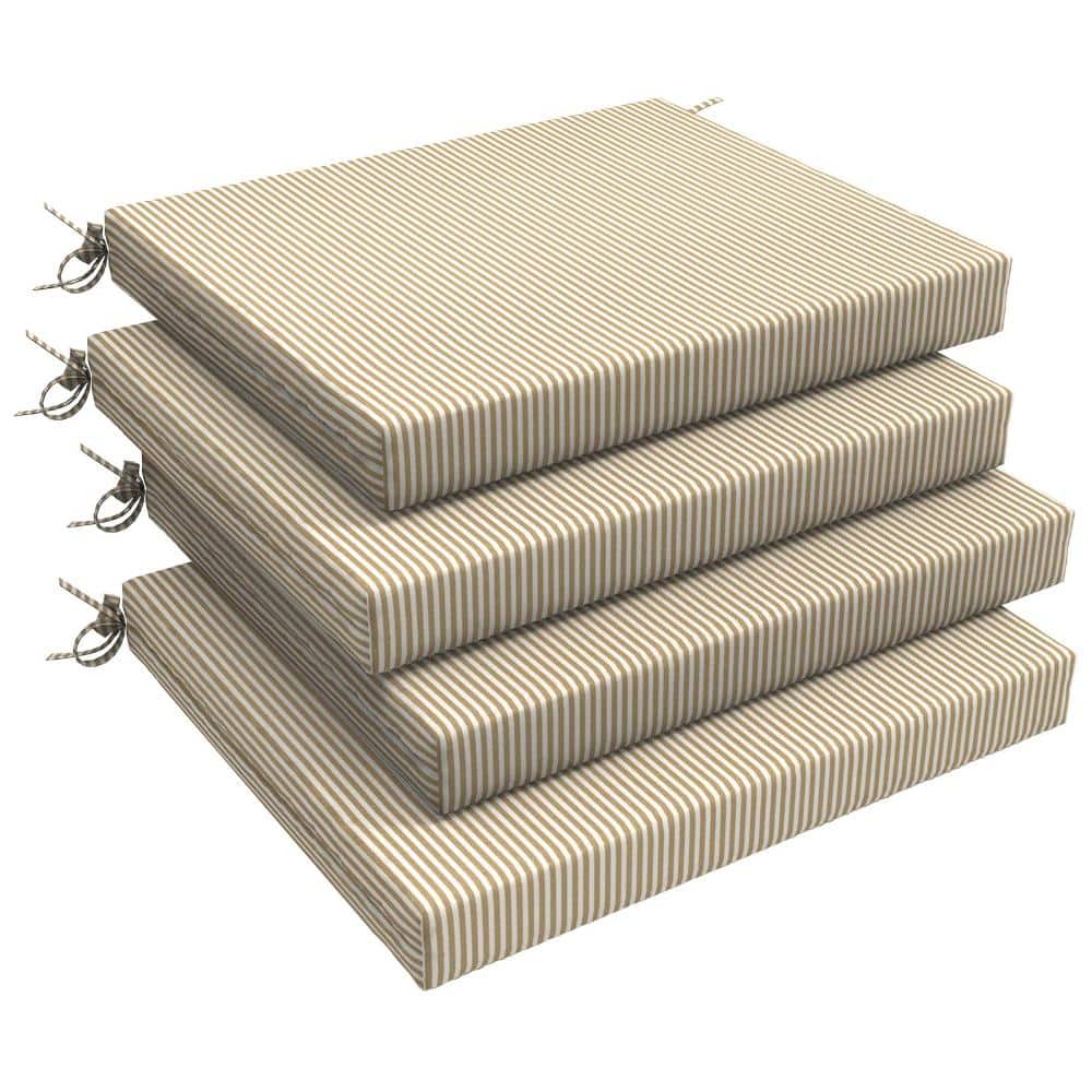 18.5 x 16 x 2 in Patio Chair Cushions with Ties, Water-Repellent Fade-Resistant Seat Pads, Strip Beige, Set of 4 price history on PriceWatchPro