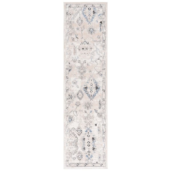 Quincy 2 ft. x 8 ft. Ivory/Beige Transitional Tribal Motif Indoor/Outdoor Runner Rug