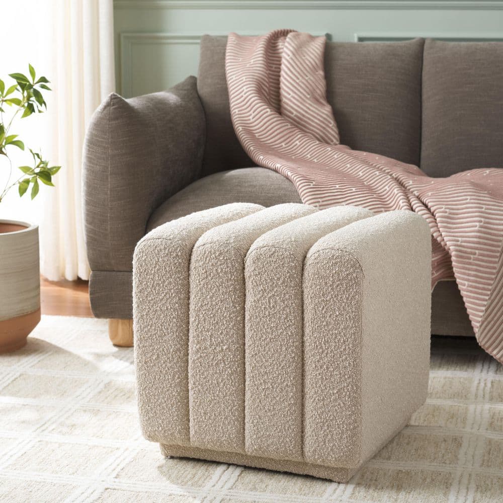 Joseph Beige Polyester Boucle Rectangle Accent Small Ottoman price history on PriceWatchPro