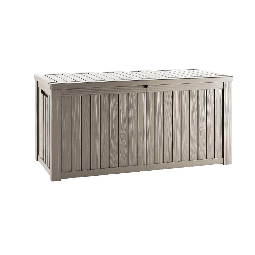 180 gal. Light Brown Resin Storage Deck Box for Outdoor Indoor