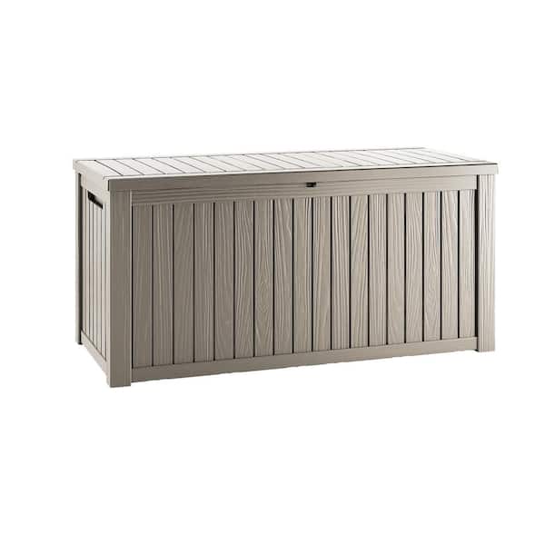 Decksplore 180 gal. Light Brown Resin Storage Deck Box for Outdoor Indoor