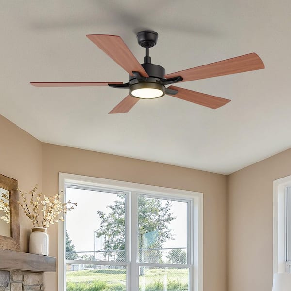 Apex II 56 in. Dimmable LED Indoor/Outdoor Black Smart Ceiling Fan, with Light and Remote, Works w/Alexa/Google Home