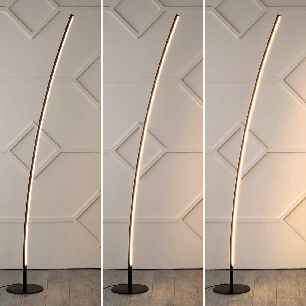 Malthe 71" Black Aluminum/Iron Arc LED Floor Lamp