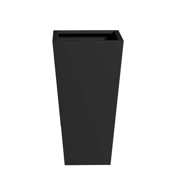 73 qts. Black Metal Tapered Planter Pot Indoor/Outdoor Planter Box with Drainage Hole (15 in. W x 28 in. H)