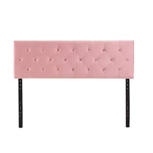 Jane Adjustable Pink Rose Velvet Upholstered Queen Headboard