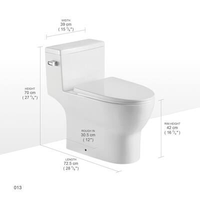 1-piece 1.28 GPF Single Flush Elongated Toilet in White Soft Closing High-Efficiency Water Sense, Seat Included