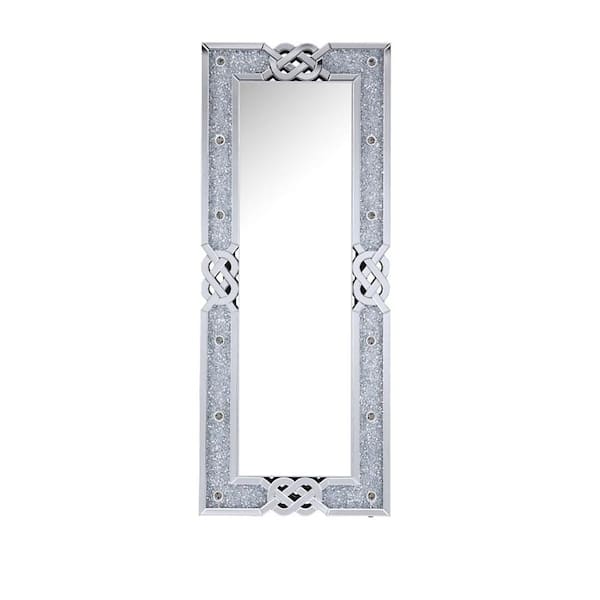 Acme Furniture Noralie Glam Rectangle Wall Mirror in Mirrored and Faux Diamonds Framed 63 x 4