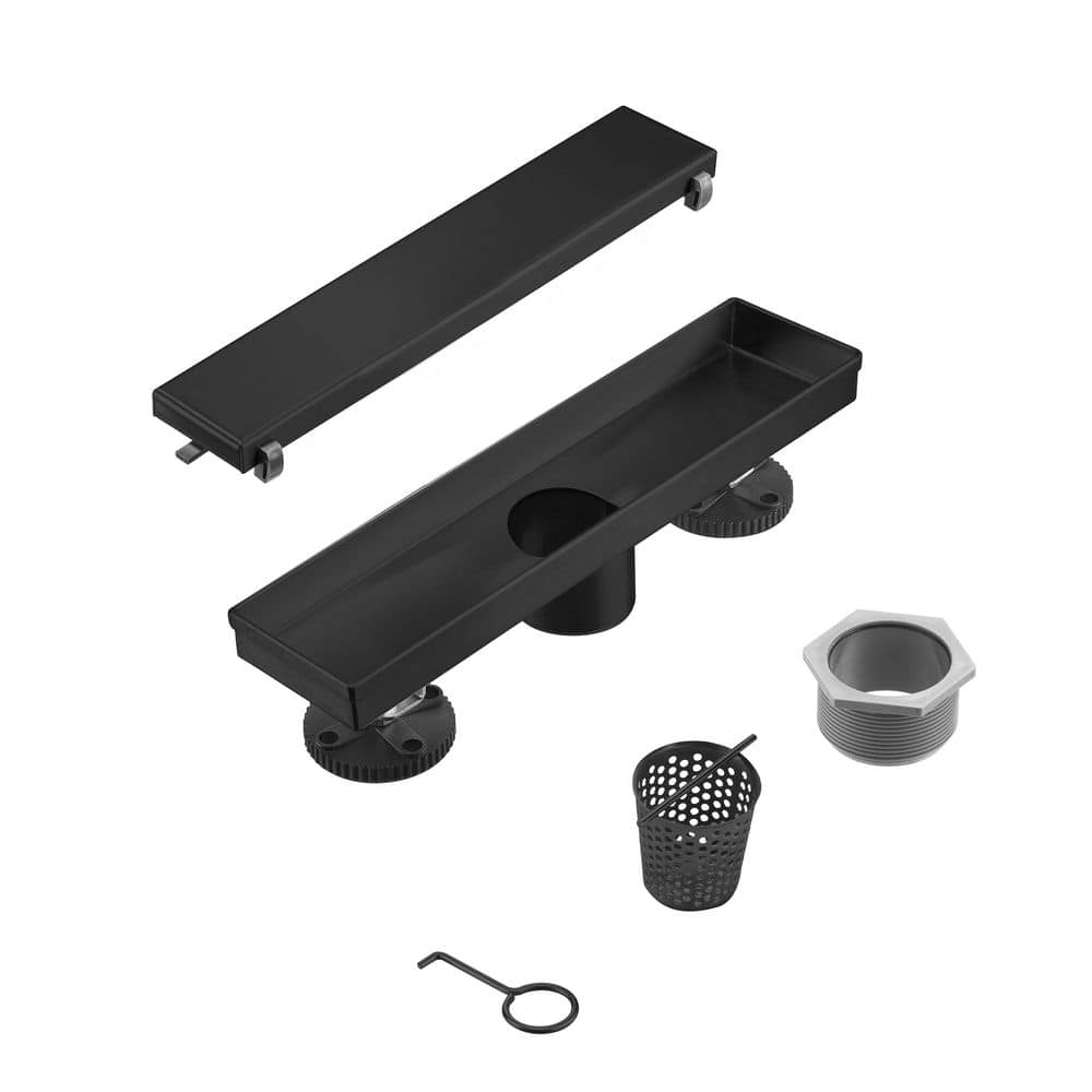 12 in. Shower Drain with 2-in-1 Tile Insert Panel with Square Pattern Drain Cover in Matte Black price history on PriceWatchPro