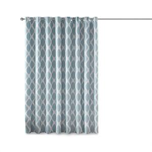 Kagen Aqua Printed Ikat Patio 100 in. W x 84 in. L Blackout Grommet Top Curtain