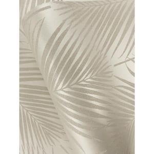 Champagne Glass Beaded Persei Palm Paper Unpasted Nonwoven Wallpaper Roll 57.5 sq. ft.