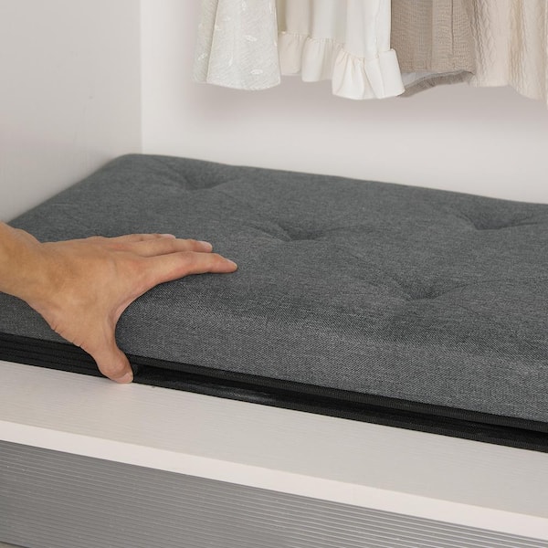 Ottoman Bench, Storage Chest, Linen Fabric Foot Rest Stool, 158L Storage Footstools, Deep Gray Folding Storage Ottoman