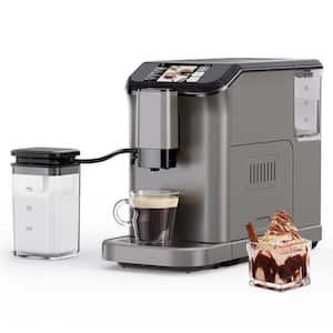 2 Cup 20 Bar Touch Screen All-In-One Espresso Machine in Silver with Built-in Grinder and Automatic Milk Frother