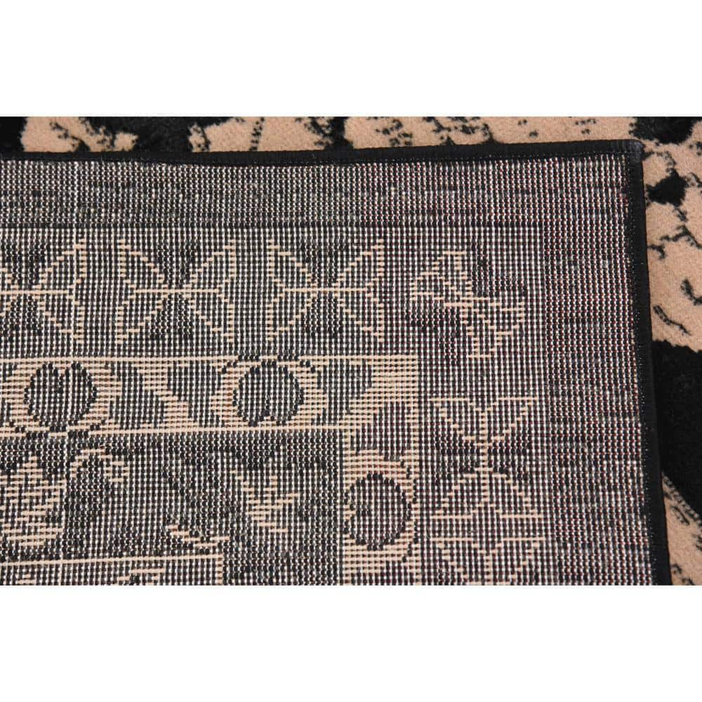 Black and Gray 6' x 9' Synthetic Rectangular Area Rug