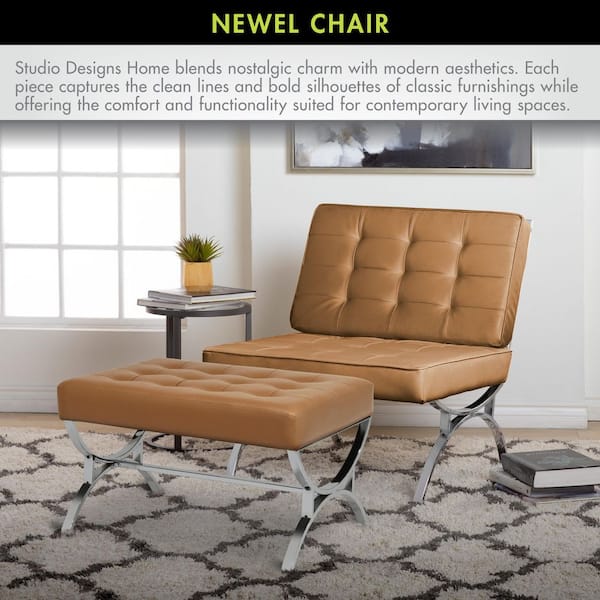 Studio Designs Home Camber Small Metal and Leather Accent Chair in