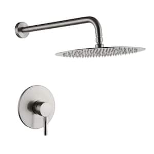 Single Handle 1-Spray Wall Mount Shower Faucet 1.5 GPM with Pressure Balance in. Brushed Nickel (Valve Included)