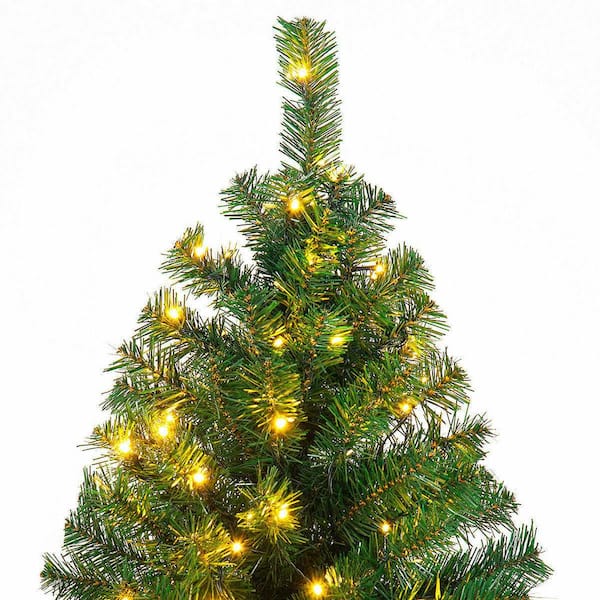 Costway 9 ft. Pre-Lit PVC Artificial Christmas Tree Hinged