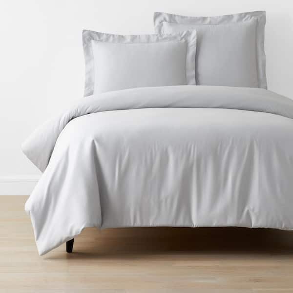 The Company Store Company Cotton Light Gray King Sateen Duvet Cover