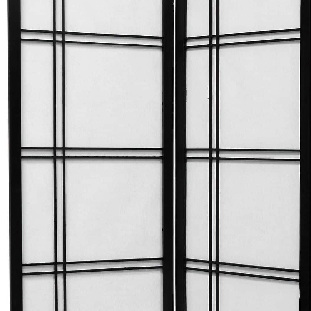 4-Panel Black Shoji Screen with Double Cross Design