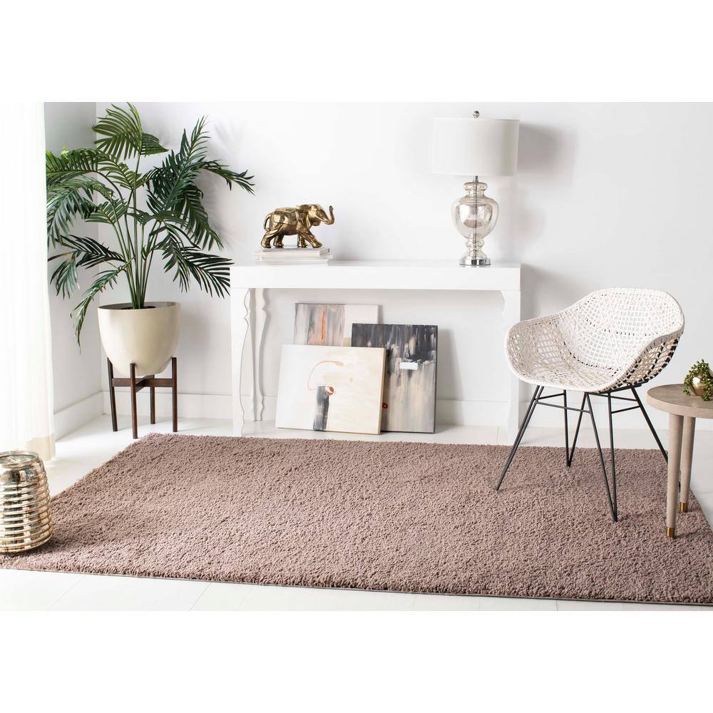Taupe Easy-Care Synthetic 6' x 9' Rectangular Shag Rug