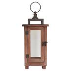 14 in. Wood Lantern Outdoor Patio with Metal Top