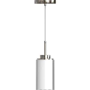 1-Light Brushed Nickel Modern Cylinder Island Mini Pendant with Frosted Glass Shade