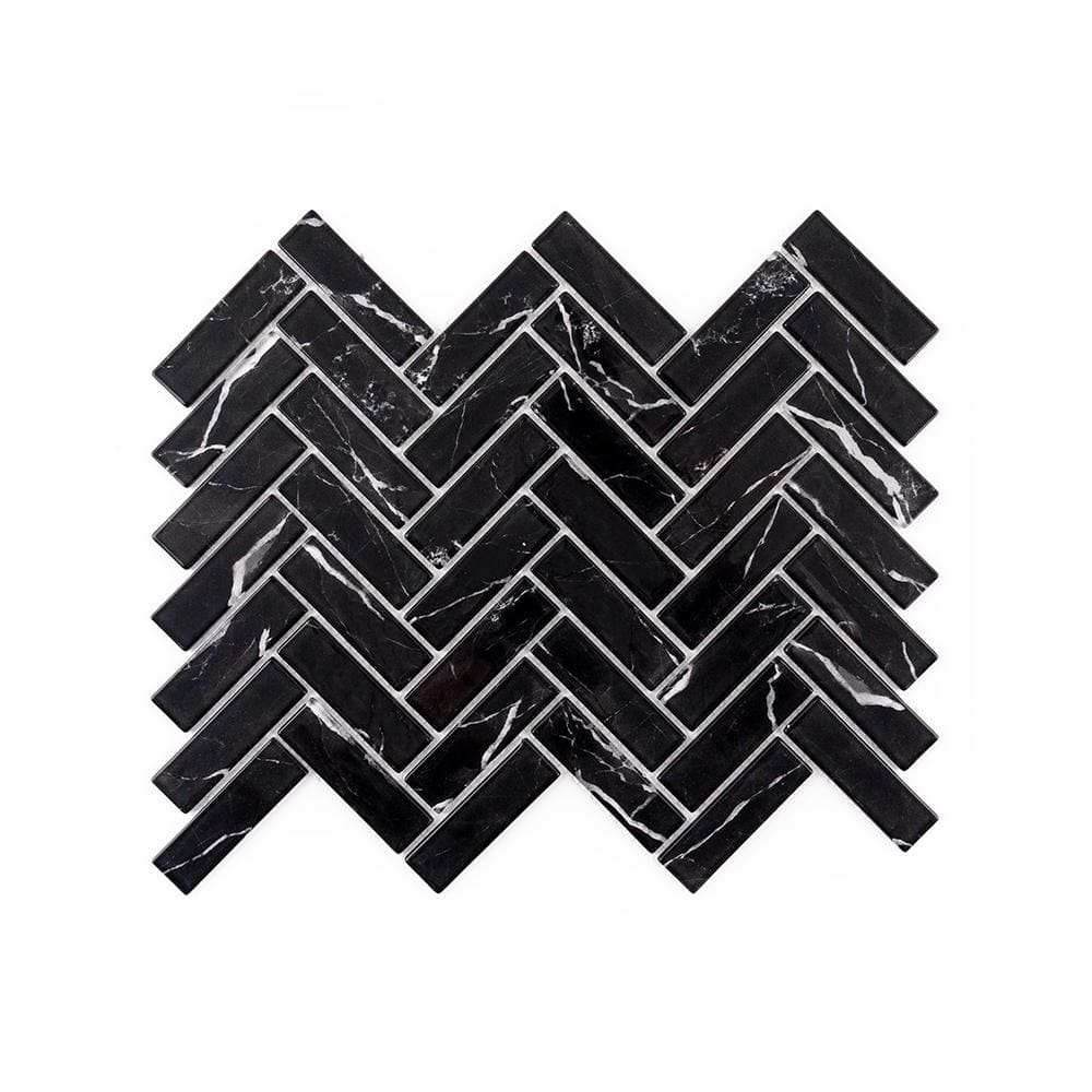 Hollow Herringbone Black 9.625 in. x 12.125 in. Herringbone Gloss Glass Mosaic Wall Tile (16.20 sq. ft./Case) price history on PriceWatchPro