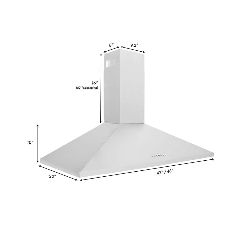 42 Inch Stainless Steel Convertible Wall Mounted Range Hood