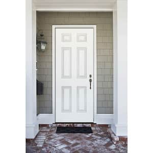 32 in. x 80 in. Element Series 6-Panel White Primed Steel Prehung Front Door with Left-Hand Inswing w/ 4-9/16 in. Frame