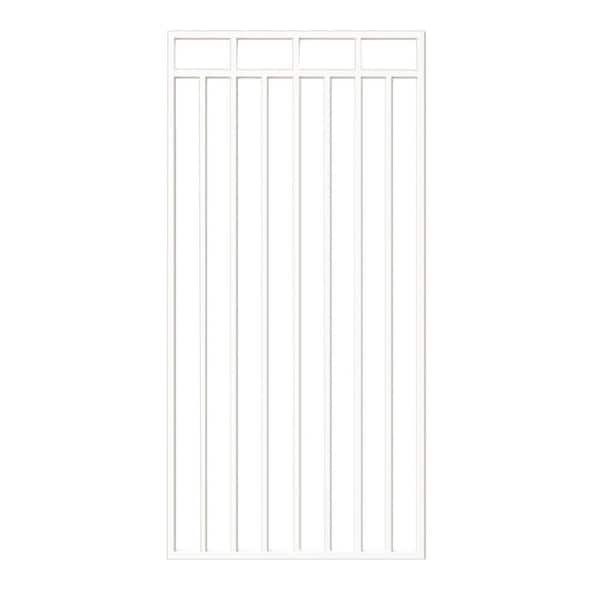 Glossy White Flat-Top Benitoite Steel Gate (33 in. W x 68 in. H), Self-Close Hardware, Double-Sided Handle, 2x2 Hinges