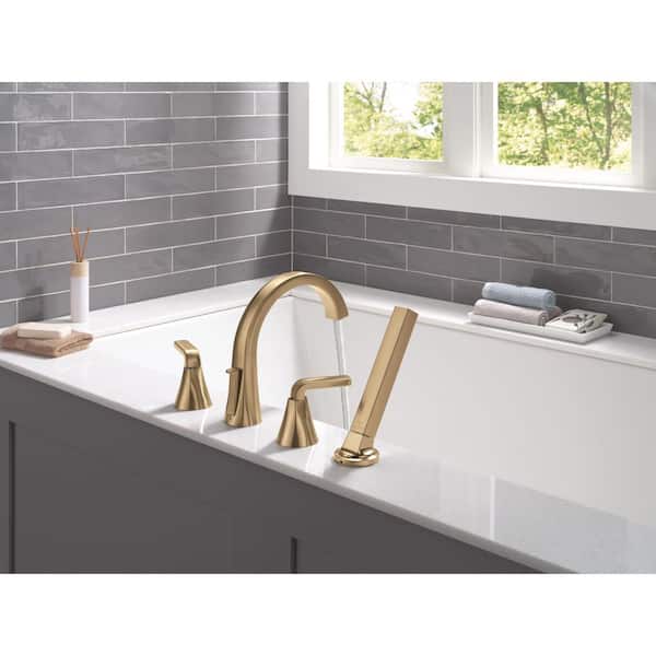 DELTA Greenwich バスアクセサリー 2点セット ゴールド Delta Lineax Gold 2-Handle Deck Mount Roman Tub Faucet Trim Kit in