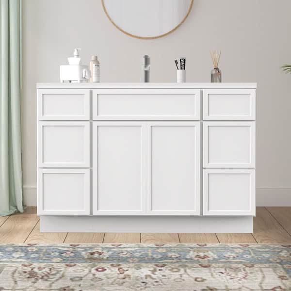 48 in. W x 21 in. D x 32.5 in. H Bath Vanity Cabinet without Top in White (Unassembled)