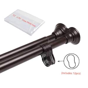 72 in. Double Shower Curtain Rods, Includes Shower Liner and Shower Hooks, Oil Rubbed Bronze Finish.