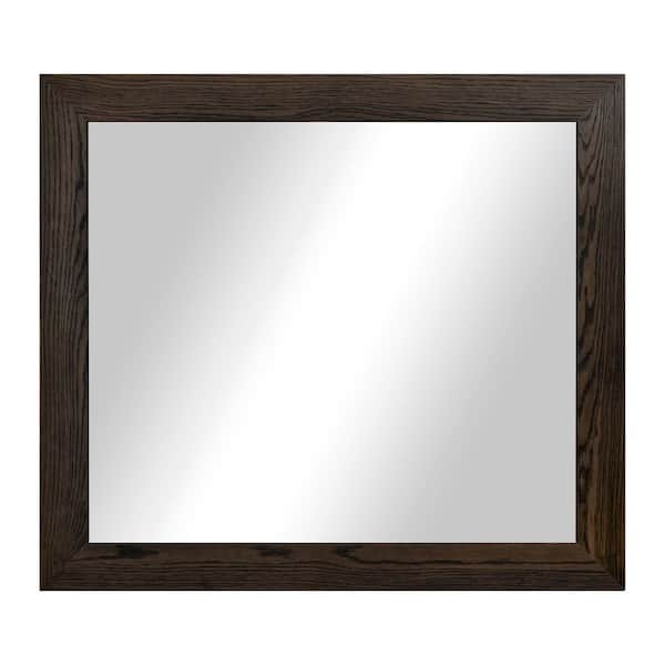 3 in Ebony Frame (38 in. W x 33 in. H) Oak Hardwood Rectangle Wall Mirror