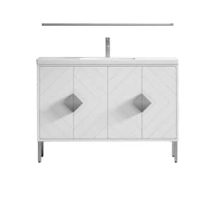 Eileen 47.25 in. W x 18. in D. x 34.25 in. H Bathroom Vanity in White Color with White Acrylic Top