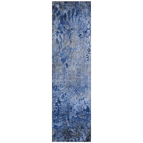 Chantille Machine Washable Indoor/Outdoor Abstract ACN2224 Navy 2 ft. 3 in. x 7 ft. 6 in. Runner Rug