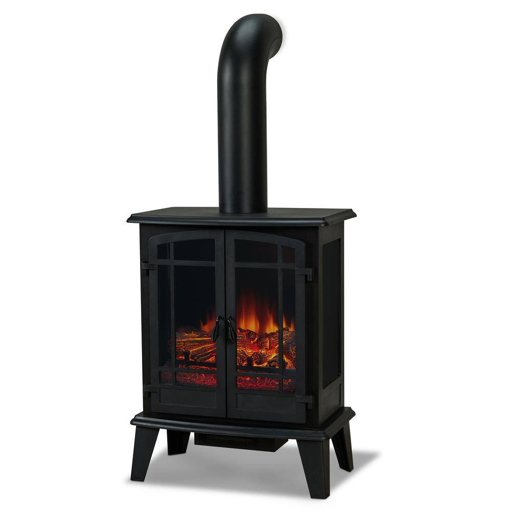 Foster Black Metal Free-Standing Electric Fireplace with Mantel