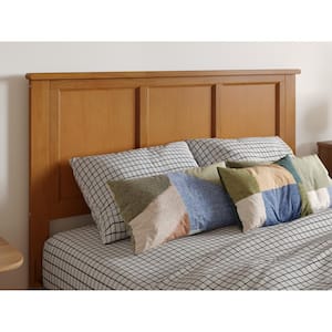 Madison Light Toffee Natural Bronze Full Solid Wood Panel Headboard with Attachable Charger