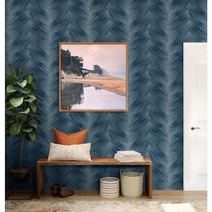 Blue Lake Washed Chevron Vinyl Peel and Stick Wallpaper Roll (30.75 sq. ft.)