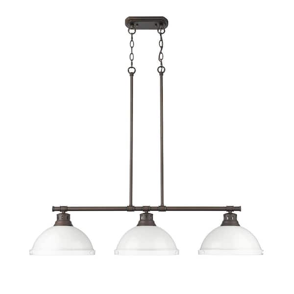 Duncan 300-Watt 3-Light Rubbed Bronze Pendant Light with Steel Shade