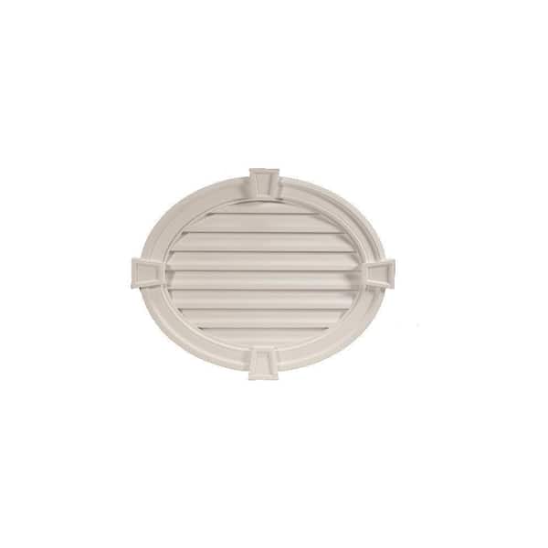 Fypon 37.5 in. x 30 in. Oval White Polyurethane Weather Resistant Gable Louver Vent