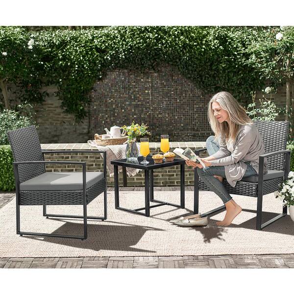 black and gray patio set