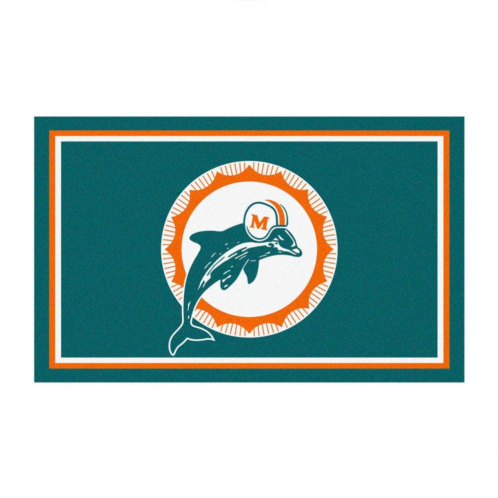 FANMATS Teal 3 ft. x 5 ft. Miami Dolphins Vintage Area Rug 32627