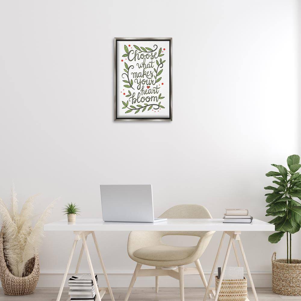 Makes Your Heart Bloom by Martina Pavlova Gray Floater Frame Typography Graphic Art Print 25 in. x 17 in. price history on PriceWatchPro