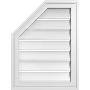 18 in. x 24 in. Octagonal Surface Mount PVC Gable Vent: Functional with Brickmould Frame