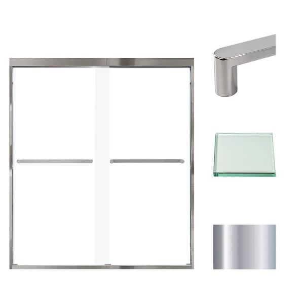 Transolid Frederick 59 in. W x 66 in. H Sliding Semi-Frameless Shower Door in Polished Chrome with Clear Glass
