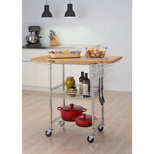PRO EcoStorage Chrome Kitchen Cart with Bamboo Top