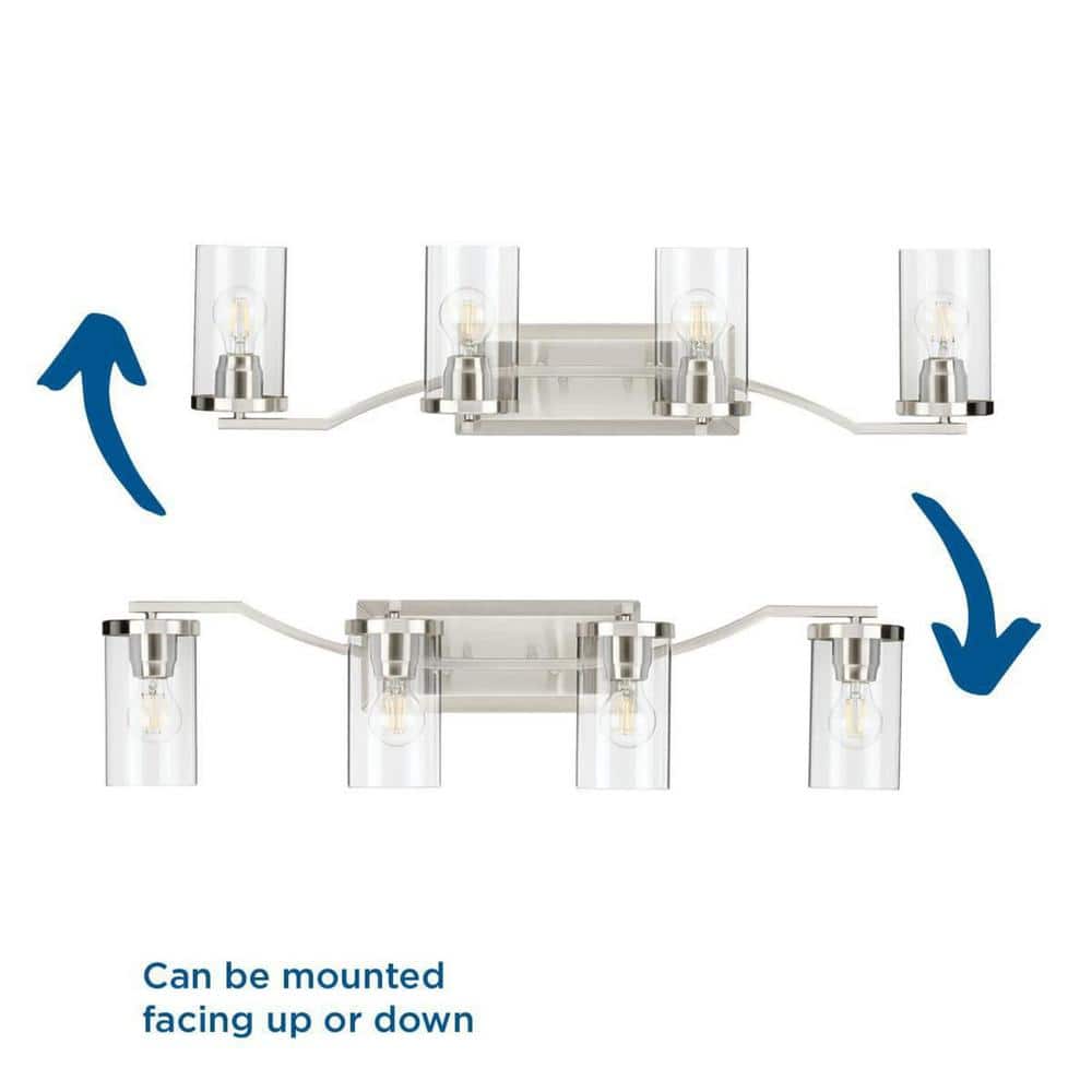 Lassiter 34" Brushed Nickel 4-Light Bath Vanity with Clear Glass Shades