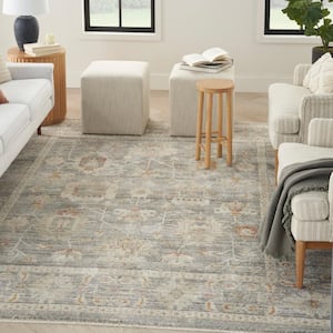 Traditional Home Grey 9 ft. x 11 ft. Distressed Traditional Area Rug
