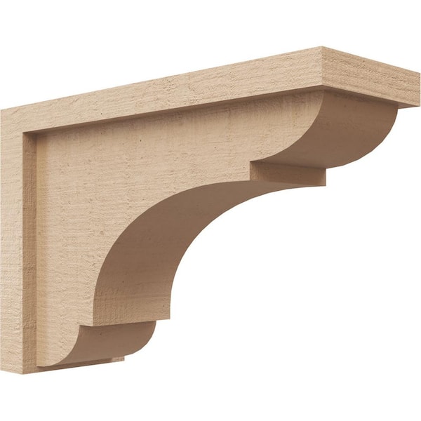 Ekena Millwork 4 in. x 8 in. x 12 in. Series 3 Classic Bryant Rough Cedar Woodgrain Timberthane Polyurethane Corbel, Primed Tan