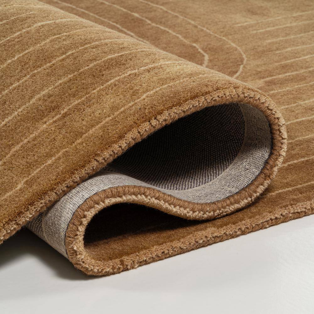 Handmade Light Brown Wool Abstract Rectangular Area Rug
